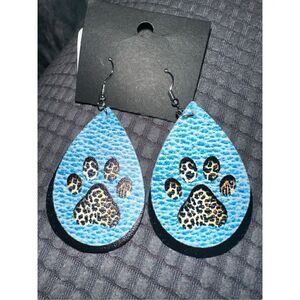 Dog paw Teardrop layered Earrings